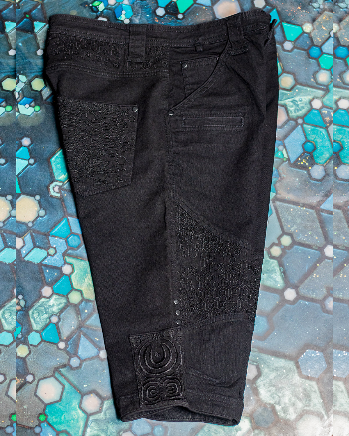 Corsaire Men / Denim Stretchy Digital Embroidey Stonewashed - Black KAMBOZII